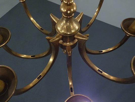 Italian Brutalist Bronze Chandelier, 1960s-RDW-546950