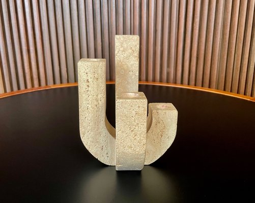 Italian Brutalist Four-Arm Candleholder in Travertine by Fratelli Mannelli, 1970s-JP-1195906