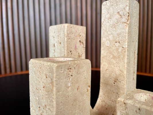 Italian Brutalist Four-Arm Candleholder in Travertine by Fratelli Mannelli, 1970s-JP-1195906