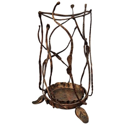 Italian Brutalist Hand Wrought Iron Umbrella Stand by Salvino Marsura, 1960s-EUP-884389