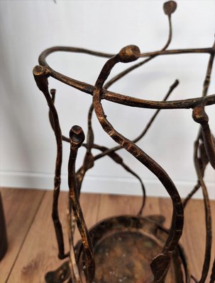 Italian Brutalist Hand Wrought Iron Umbrella Stand by Salvino Marsura, 1960s-EUP-884389