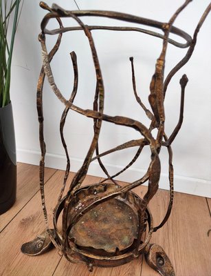 Italian Brutalist Hand Wrought Iron Umbrella Stand by Salvino Marsura, 1960s-EUP-884389