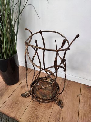 Italian Brutalist Hand Wrought Iron Umbrella Stand by Salvino Marsura, 1960s-EUP-884389