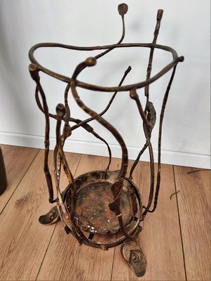 Italian Brutalist Hand Wrought Iron Umbrella Stand by Salvino Marsura, 1960s-EUP-884389