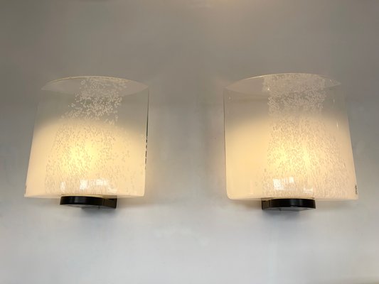 Italian Bubble Murano Glass and Metal Sconces from Leucos, 1970s, Set of 2-FUE-1075190