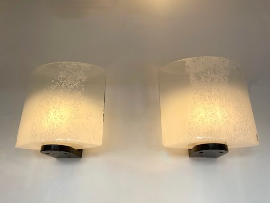 Italian Bubble Murano Glass and Metal Sconces from Leucos, 1970s, Set of 2-FUE-1075190