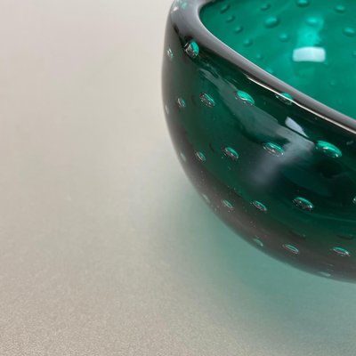 Italian Bullicante Green Bowl in Murano Glass, 1970s-QZ-1257934