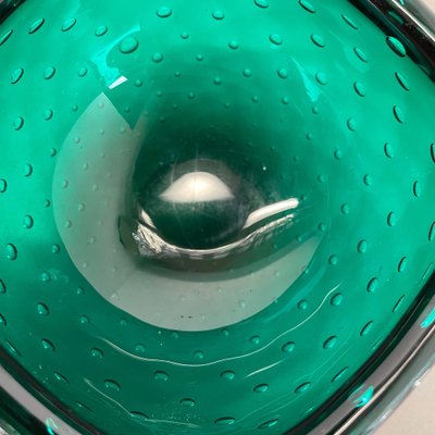 Italian Bullicante Green Bowl in Murano Glass, 1970s-QZ-1257934