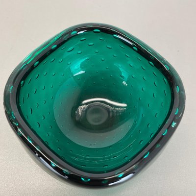 Italian Bullicante Green Bowl in Murano Glass, 1970s-QZ-1257934