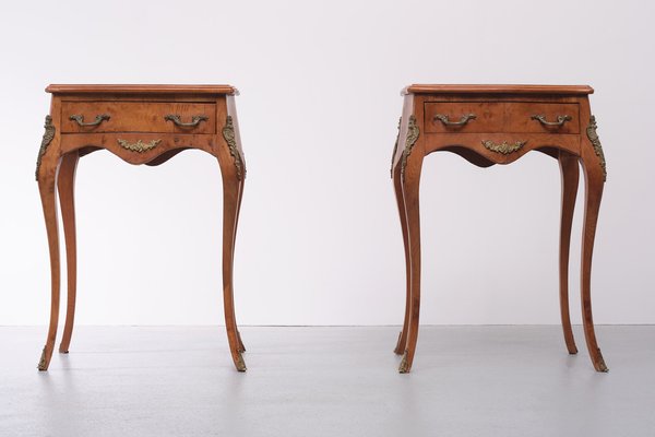 Italian Burl Side Tables in Louis XV Style, Set of 2-GCG-1178040