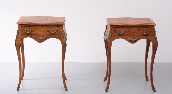 Italian Burl Side Tables in Louis XV Style, Set of 2-GCG-1178040