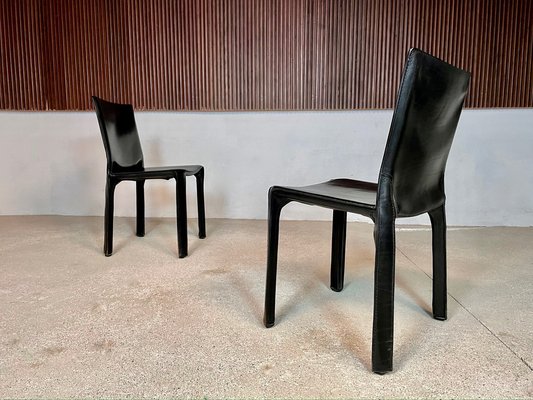 Italian Cab 412 Dining Chairs in Leather by Mario Bellini for Cassina, 1970s, Set of 4-JP-1725385