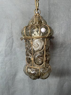 Italian Caged Amber Glass Ceiling Light-NSG-1770771