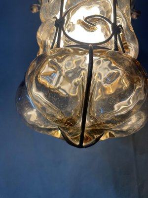 Italian Caged Amber Glass Ceiling Light-NSG-1770771