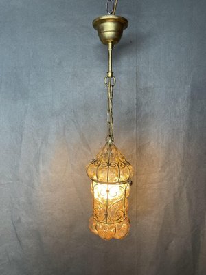 Italian Caged Amber Glass Ceiling Light-NSG-1770771