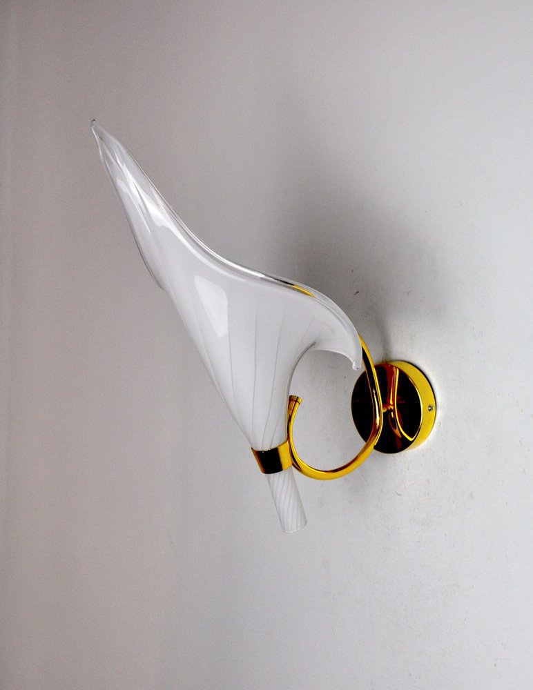 Italian Calla Lily Flower Wall Lamp in Murano Glass, 1970