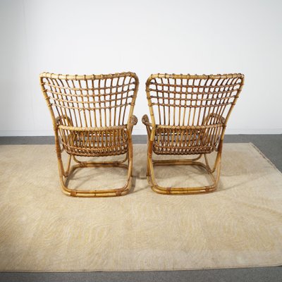 Italian Cane Armchairs, 1960s, Set of 2-JQO-1031330