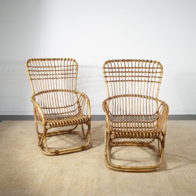 Italian Cane Armchairs, 1960s, Set of 2-JQO-1031330