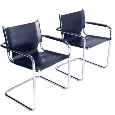 Italian Cantilever Style S34 Armchairs in Chromed Steel Numbered by Mart Stam, 1960s, Set of 2-NJV-1154942