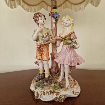 Italian Capodimonte Porcelain Table Lamp, 1930s-ITF-1823982