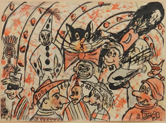 Italian Carnival Sketch by Bruno Locci, 1950s-ARU-626163