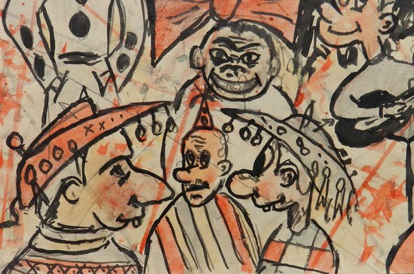 Italian Carnival Sketch by Bruno Locci, 1950s-ARU-626163