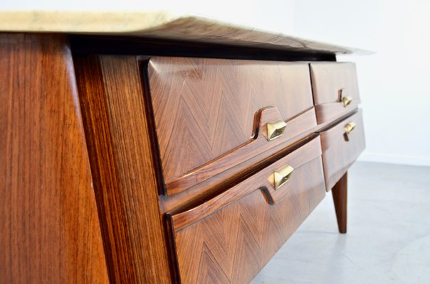 Italian Carrara Marble and Brass Sideboard, 1960s-DUG-2041790