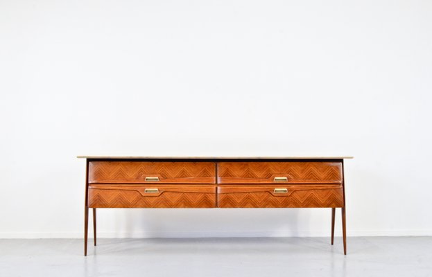 Italian Carrara Marble and Brass Sideboard, 1960s-DUG-2041790