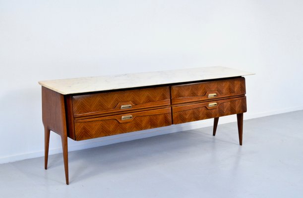 Italian Carrara Marble and Brass Sideboard, 1960s-DUG-2041790