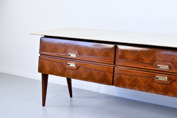 Italian Carrara Marble and Brass Sideboard, 1960s-DUG-2041790