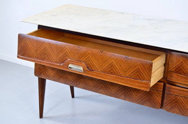 Italian Carrara Marble and Brass Sideboard, 1960s-DUG-2041790