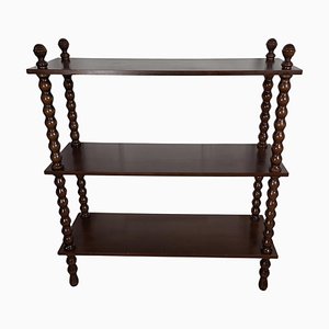 Italian Carved Bobbin Turned Walnut Bookcase, 1950s-EUP-2026631