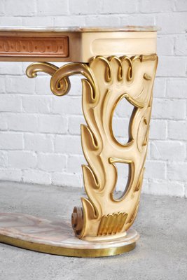 Italian Carved & Gilded Wood Console with Onyx Top, 1940s-WUY-1253903