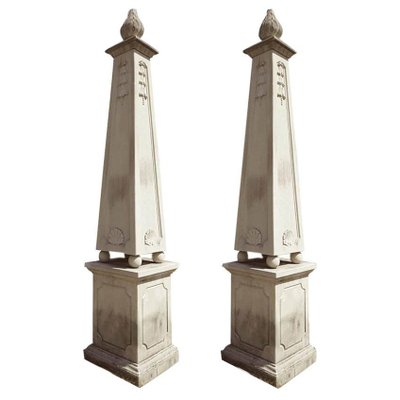 Italian Carved Stone Obelisks, Set of 2-MBH-1031810