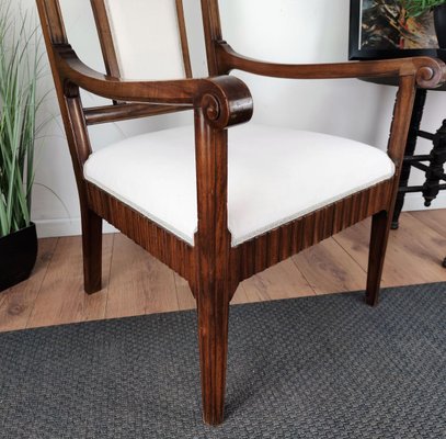 Italian Carved Walnut Wood Armchair, 1930s-EUP-839511