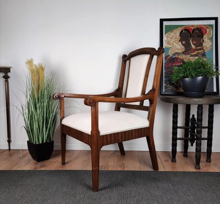 Italian Carved Walnut Wood Armchair, 1930s-EUP-839511