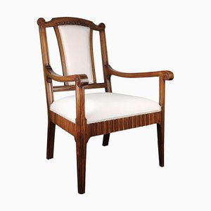 Italian Carved Walnut Wood Armchair, 1930s-EUP-839511