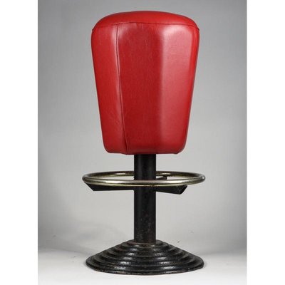 Italian Cast Iron and Leatherette Stool, 1970s-RAQ-711948