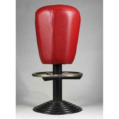 Italian Cast Iron and Leatherette Stool, 1970s-RAQ-711948