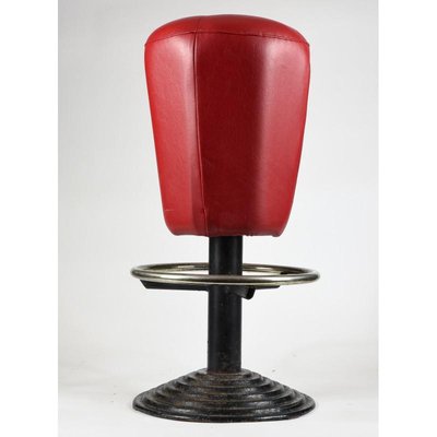 Italian Cast Iron and Leatherette Stool, 1970s-RAQ-711948