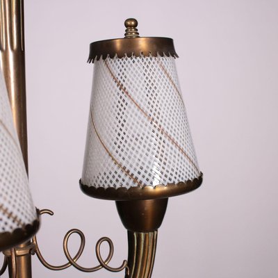 Italian Ceiling Lamp in Brass and Filigree Glass, 1940s-VMM-2042306