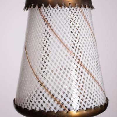 Italian Ceiling Lamp in Brass and Filigree Glass, 1940s-VMM-2042306