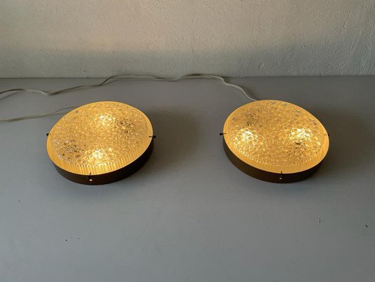 Italian Ceiling Lamps in Copper and Bubble Glass, 1960s-RDS-1318399