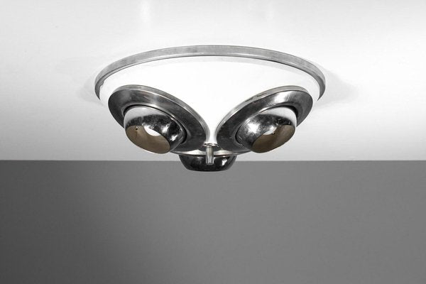 Italian Ceiling Light in Metal Chrome Adjustable Spots, 1970s-YU-1800675