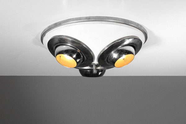 Italian Ceiling Light in Metal Chrome Adjustable Spots, 1970s-YU-1800675