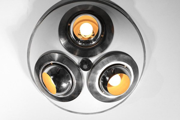 Italian Ceiling Light in Metal Chrome Adjustable Spots, 1970s-YU-1800675