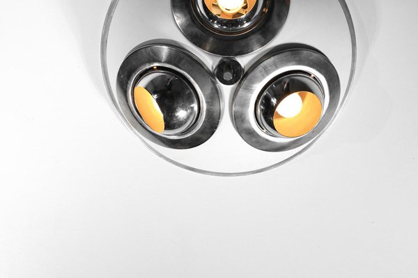 Italian Ceiling Light in Metal Chrome Adjustable Spots, 1970s-YU-1800675