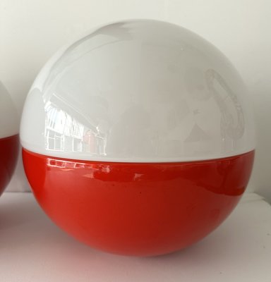 Italian Ceramic and Opaline Glass Ball Lamps by Alvino Bagni, 1970s, Set of 2-FUE-2035649