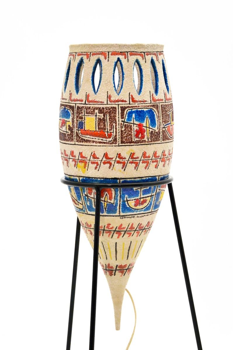 Italian Ceramic Floor Lamp from Ceramiche Santa Caterina, 1950s