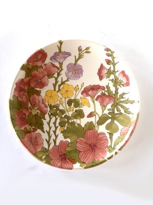 Italian Ceramic Floral Plate from Ernestine Salerno, 1950s-GKB-845871